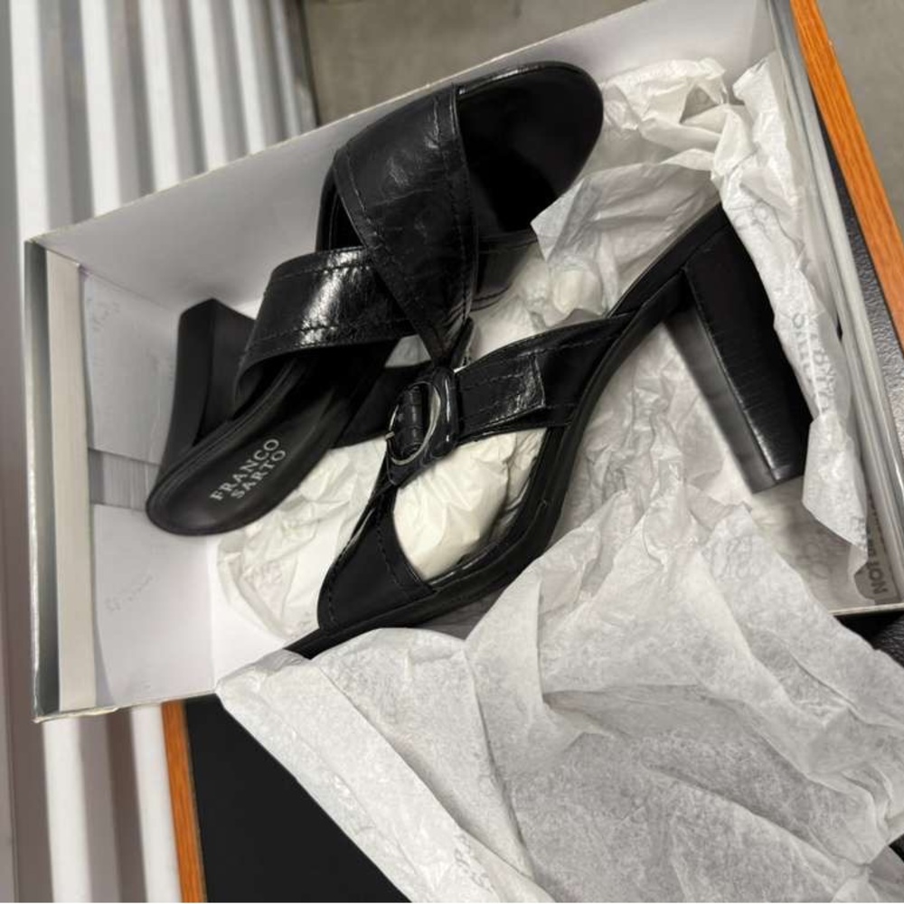 Franco Sarto Black Heeled Mules